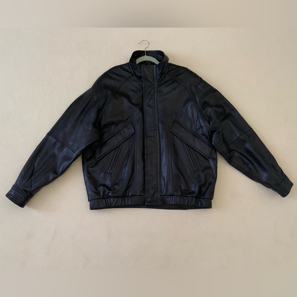 GOOD CONDITION Collezione SA Mens L 100% Leather Jacket with reinforced elbows